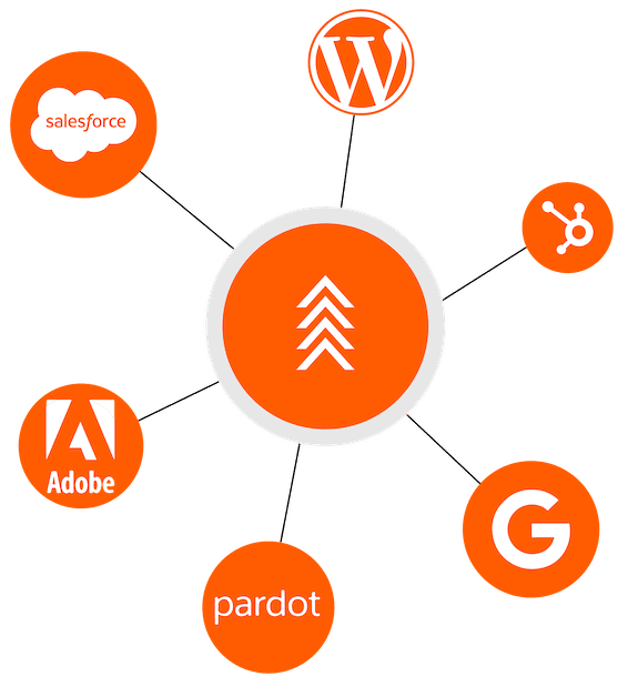 The Automation Company partners WordPress Salesforce Adobe Pardot Google HubSpot logos What We Do What We Do